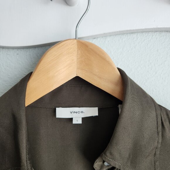 Vince olive green Silk Button Down Top Size S - Picture 4 of 7